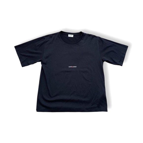 Saint Laurent cotton black logo tee shirt size L (fits M/L). NWT. Elegant!